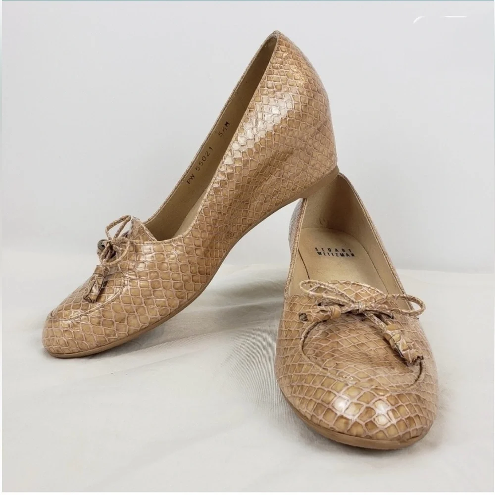 Stuart Weitzman Patent Leather Wedges in Tan Super Comfortable.